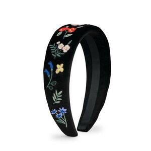 Floral Embroidered Black Headband